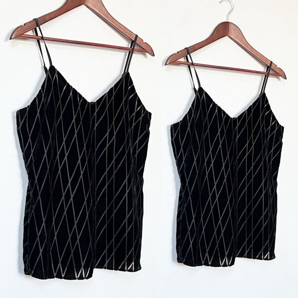 Ann Taylor Black Diamond Argyle Pattern Velvet Drapey Cami Top Small S $80 Lined - Picture 4 of 14